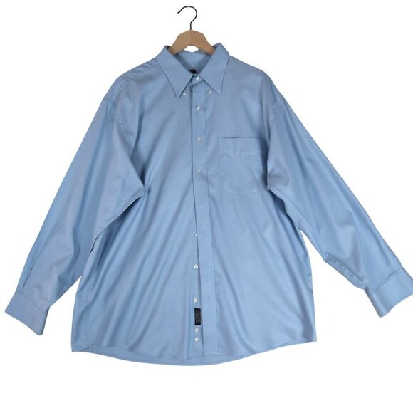 Jos A Bank Blue Button Down Shirt Fits XL Mens Preppy Classic Career Office - Picture 2 of 7